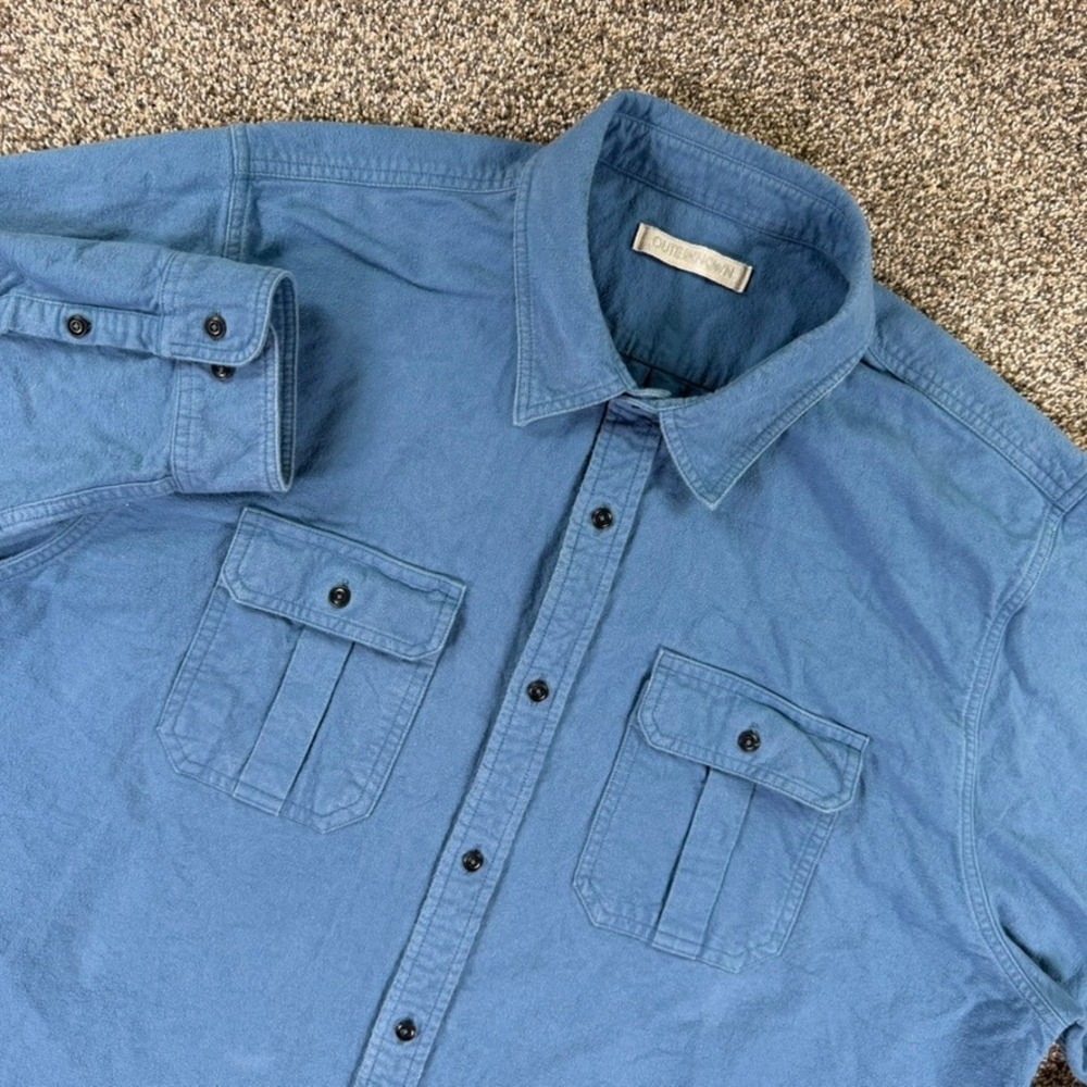 Outerknown Blanket Shirt Mens XXL Blue Organic Cotton Flannel Button Down Jacket
